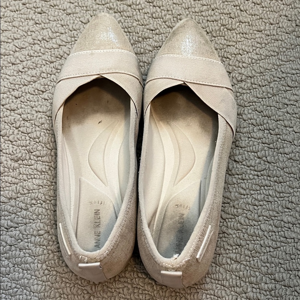 Calvin Klein Women's Light Cream Pointed-Toe Ballet Flats